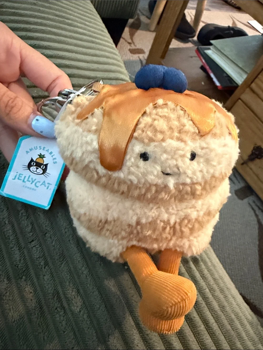 Jellycat Cream Pancake Plush Keychain with Blue Topper and Orange Legs NEW YORK